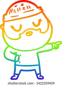 rainbow gradient line drawing of a cartoon man with beard