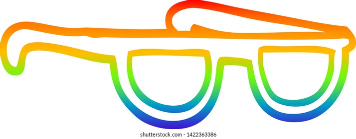 dibujo de una línea de gradiente de arco iris de gafas de sol de dibujos animados