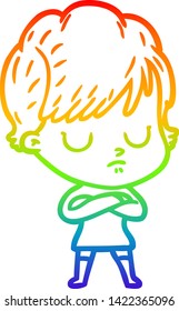 dibujo de una mujer de dibujos animados con gradiente de arco iris