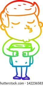 dibujo de línea de gradiente de arcoiris de un tipo de dibujo animado puliendo