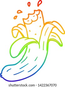 dibujo de una caricatura de banana mordida en gradiente arco iris
