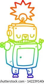 rainbow gradient line drawing of a cartoon robot
