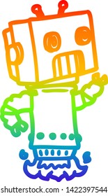 dibujo de línea de gradiente de arco iris de un robot de dibujos animados