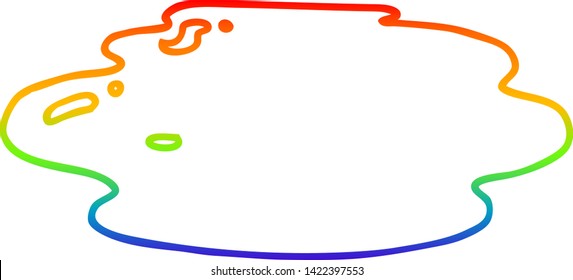 rainbow gradient line drawing of a cartoon puddle of water