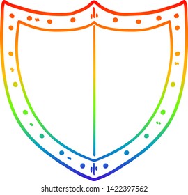 rainbow gradient line drawing of a cartoon shield