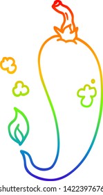 rainbow gradient line drawing of a cartoon chili pepper
