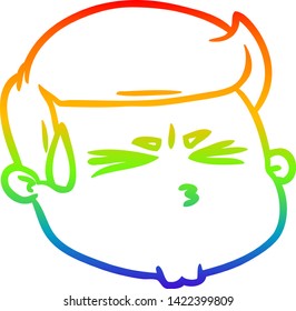 rainbow gradient line drawing of a cartoon male face