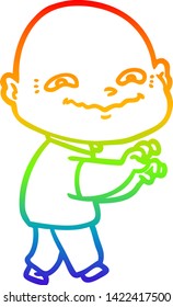 dibujo de una línea de gradiente de arco iris de un tipo espeluznante de caricatura
