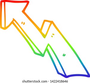dibujo de línea de gradiente de arco iris de una flecha ascendente de dibujos animados