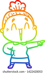 Regenbogen-Farbverlauf-Zeichnung einer Cartoon glücklichen alten Dame