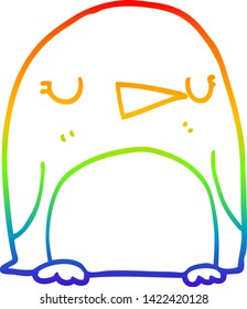 dibujo de la línea de gradiente del arco iris de un pingüino de dibujos animados
