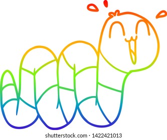 rainbow gradient line drawing of a cartoon nervous worm