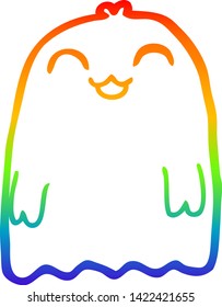 dibujo de línea de gradiente de arco iris de un fantasma de dibujos animados