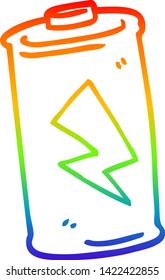 dibujo de línea de gradiente de arco iris de una batería de dibujos animados