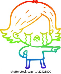 dibujo de una niña de dibujos animados llorando y señalando
