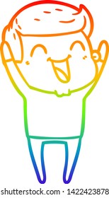 rainbow gradient line drawing of a cartoon man laughing