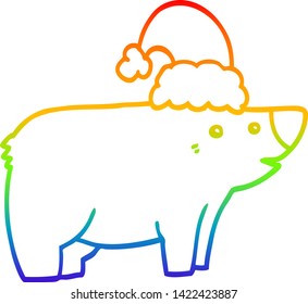 dibujo de un oso de dibujos animados con sombrero de navidad