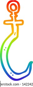 dibujo de línea de gradiente de arco iris de un gancho de pez caricatura