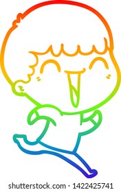 rainbow gradient line drawing of a cartoon happy man