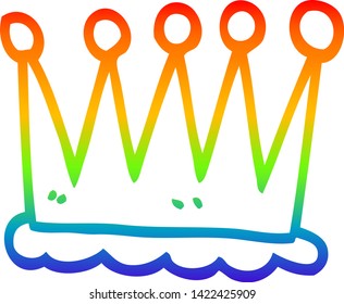 dibujo de línea de gradiente de arco iris de un símbolo de la corona de dibujos animados