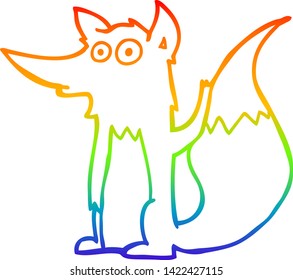rainbow gradient line drawing of a cartoon wolf