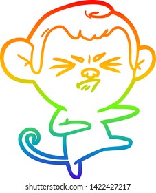 Regenbogen-Farbverlauf-Zeichnung eines Cartoon-wütenden Affen