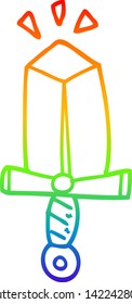 rainbow gradient line drawing of a cartoon sword