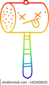 dibujo de línea de gradiente de arco iris de un mallet de dibujos animados