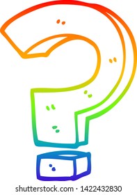 dibujo de línea de gradiente de arco iris de un signo de interrogación de dibujos animados
