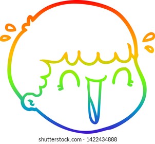 rainbow gradient line drawing of a cartoon male face