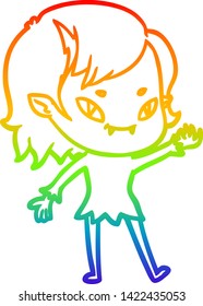 dibujo de una chica vampiro amigable con dibujos de gradiente de arco iris