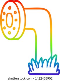 rainbow gradient line drawing of a cartoon pipe