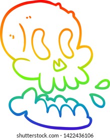 rainbow gradient line drawing of a cartoon skull