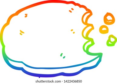 rainbow gradient line drawing of a cartoon cookie