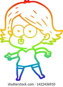 dibujo de una niña de dibujos animados con gradiente de color arcoiris
