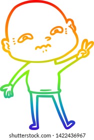 rainbow gradient line drawing of a cartoon nervous man