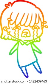 dibujo de una niña de dibujos animados con gradiente de color arcoiris