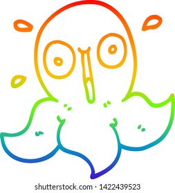 rainbow gradient line drawing of a cartoon funny octopus