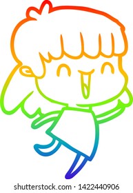 rainbow gradient line drawing of a cartoon woman