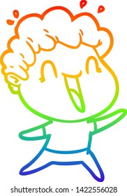 Regenbogen-Farbverlauf-Zeichnung eines Cartoons glücklichen Mann