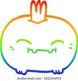 rainbow gradient line drawing of a cartoon happy root vegetable