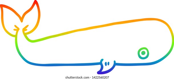 rainbow gradient line drawing of a cartoon sea whale