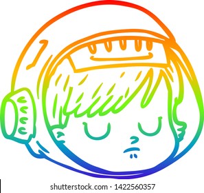 rainbow gradient line drawing of a cartoon astronaut face