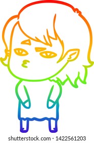 Regenbogengradientenzeichnung eines Cartoon Vampire Mädchens
