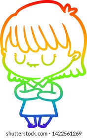 dibujo de una mujer de dibujos animados con gradiente de arco iris