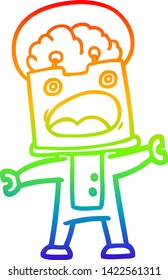 rainbow gradient line drawing of a cartoon robot