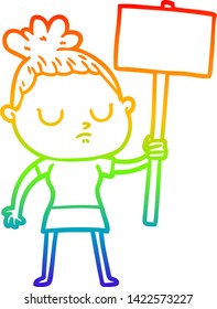 dibujo de una mujer tranquila con gradiente de arco iris