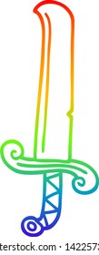 dibujo de la línea de gradiente del arco iris de una larga espada de dibujos animados