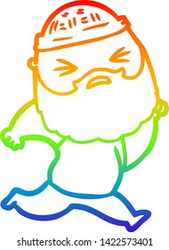 rainbow gradient line drawing of a cartoon man with beard