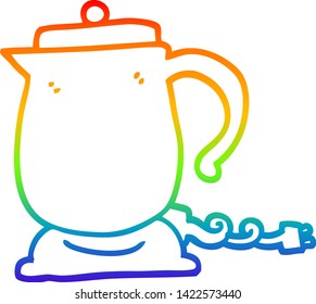 rainbow gradient line drawing of a cartoon kettle